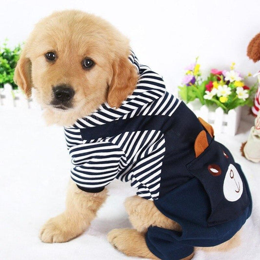 Hoodie Style Striped Dog