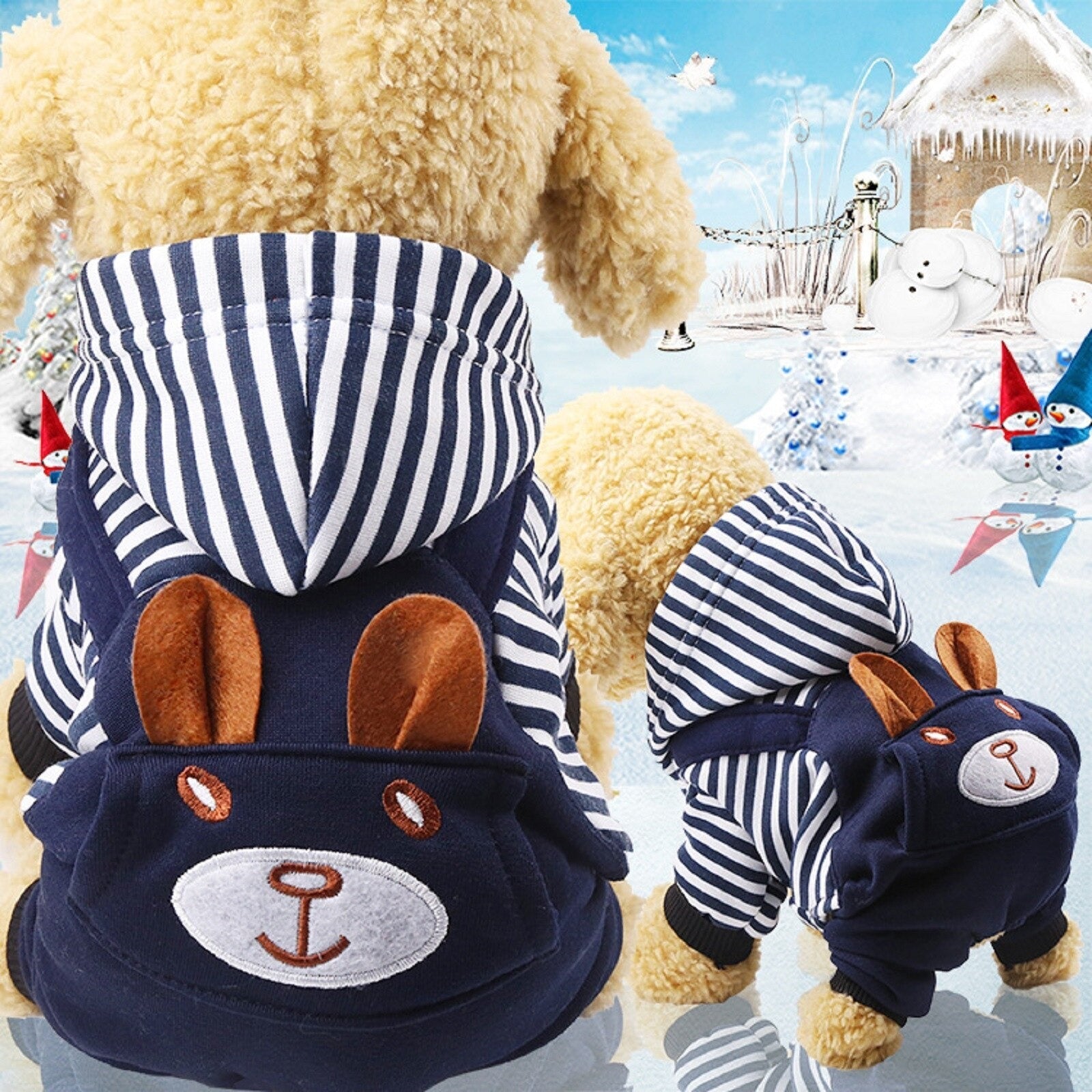 Hoodie Style Striped Dog