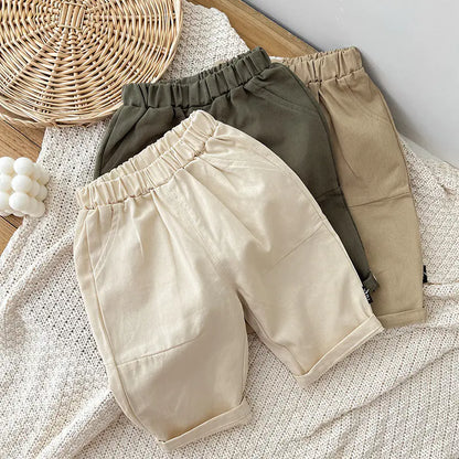 Cotton Casual Elastic Waist Pants for Infants and Toddlers